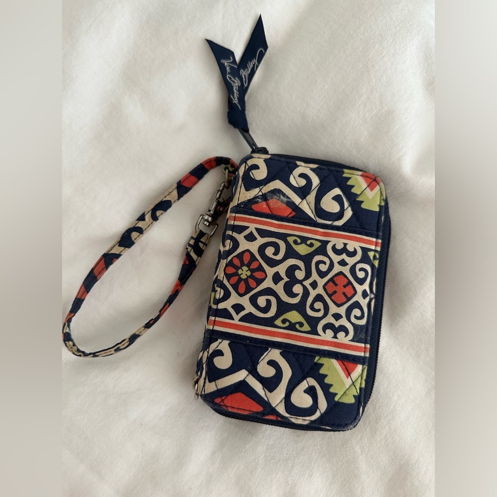 Vera Bradley Sun Valley Wristlet, Navy/Orange/Lime